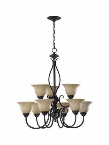 quorum lighting spencer series 6010-9-44 toasted sienna chandelier