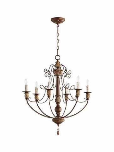 quorum lighting salento series 6106-6-39 vintage copper chandelier