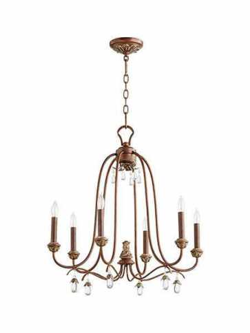 quorum lighting venice series 6144-6-39 vintage copper chandelier